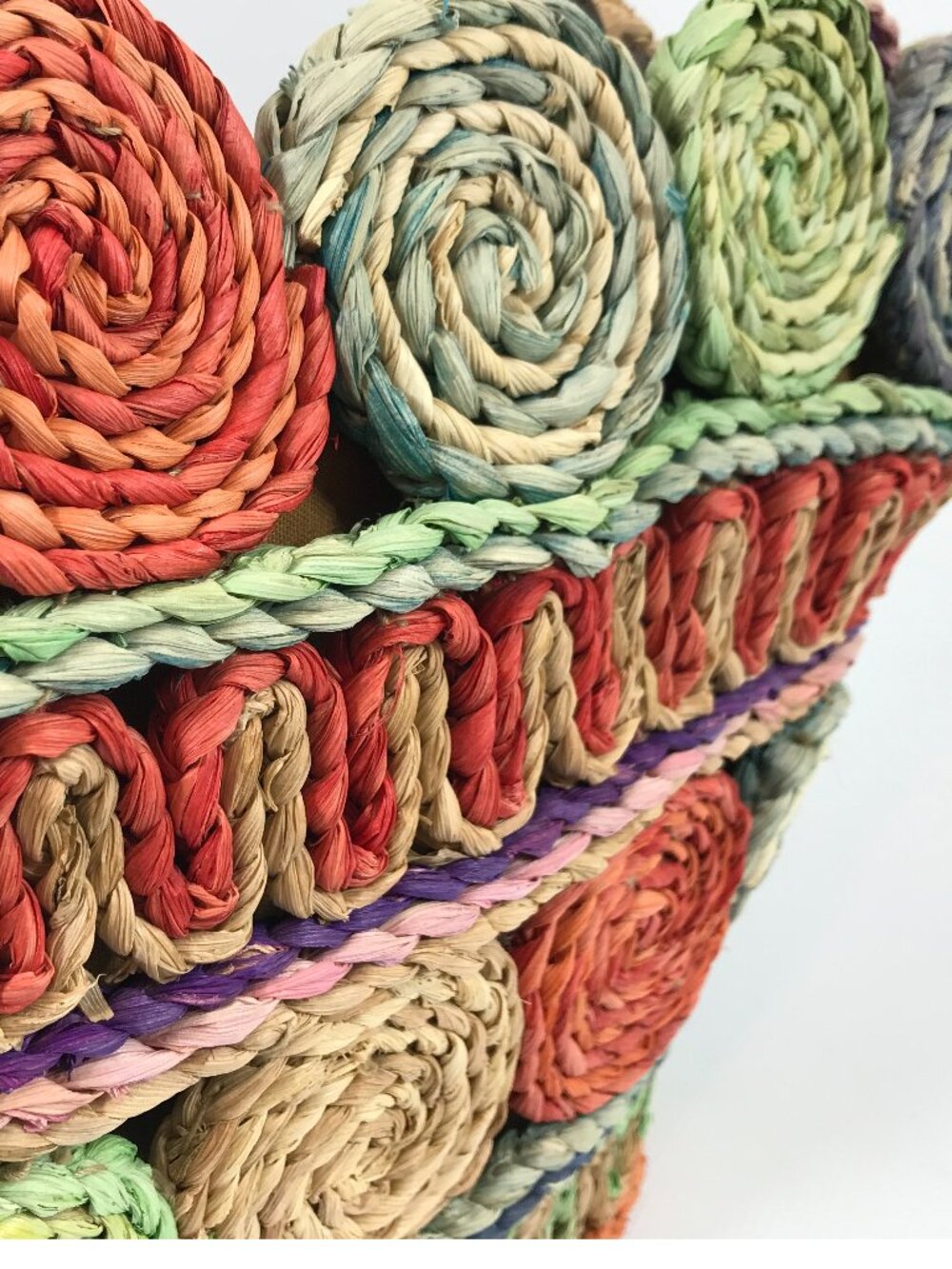 Dorfman Milano Cornhusk Straw Tote Colorful Summer Shoulder Bag Boho Floral - Picture 6 of 13